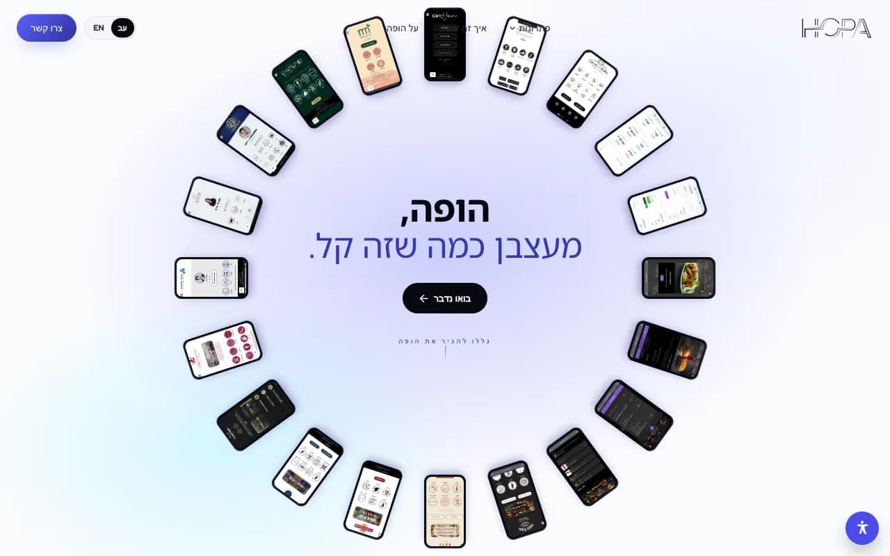 הקלטת מסך ממערכת הניהול hopa.digital שבנינו